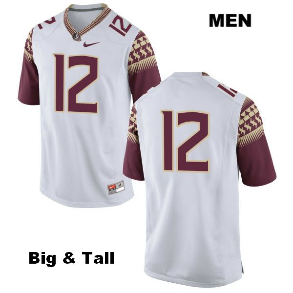 Men's NCAA Nike Florida State Seminoles #12 Deondre Francois College Big & Tall No Name White Stitched Authentic Football Jersey JTM1869TD
